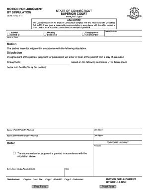 Fillable Online Jud Ct Motion For Judgment By Stipulation Fax Email