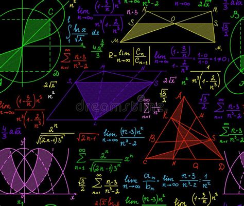 Math Vector Seamless Background With Multicolored Handwritten Figures