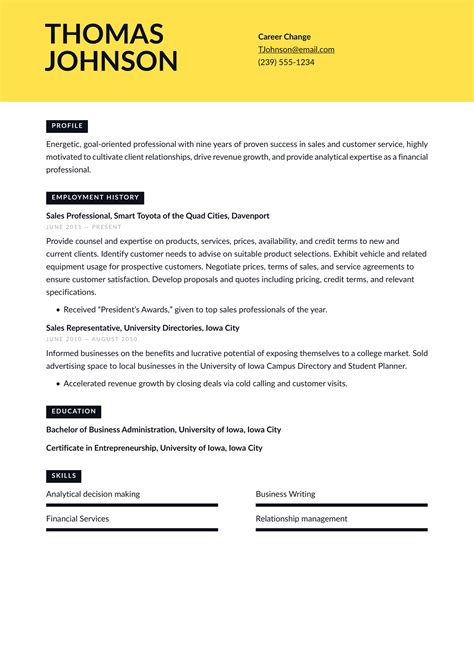 Career Change Resume Example & Writing Guide