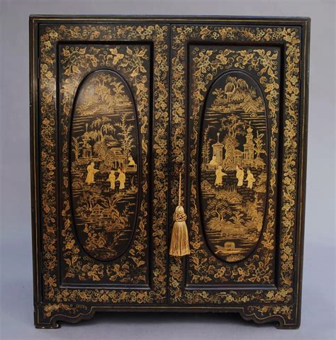 19thc Chinese Lacquered Table Cabinet