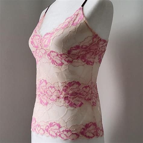 Y2k Vintage Mesh Lace See Through Lingerie Cami Top Depop