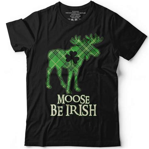 Moose Be Irish Shamrock Buffalo Plaid Green Tartan Happy Saint Patricks