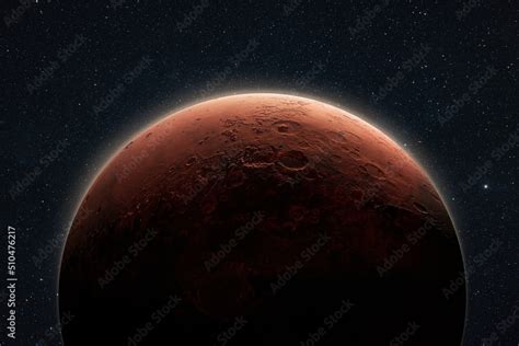 Amazing Red Planet Mars In Deep Stellar Space Journey To Mars Concept