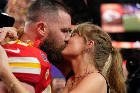 Taylor Swift And Travis Kelce Kiss After Chiefs Super Bowl 2024 Win