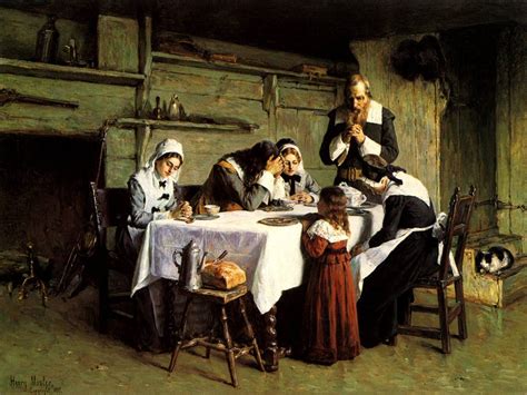 A Pilgrim'S Grace 1897 Puritan Family Thanksgiving Painting By Henry ...