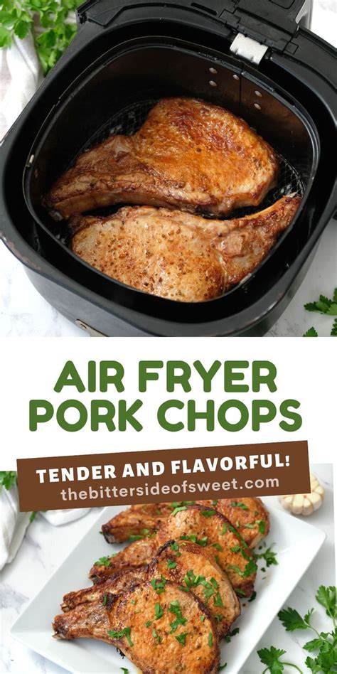 An Air Fryer Pork Chops Recipe With Text Overlay