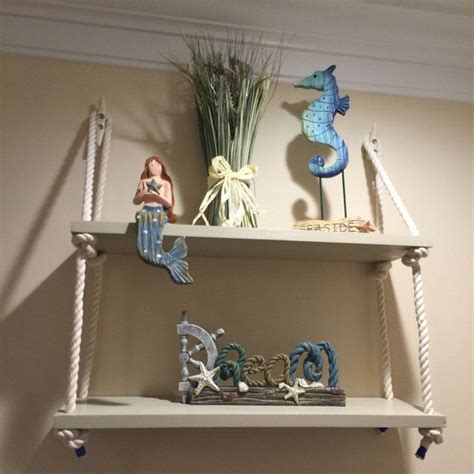 Swing Nautical Rope Shelf 2 Tier Hanging Shelf Nautical Etsy Rope