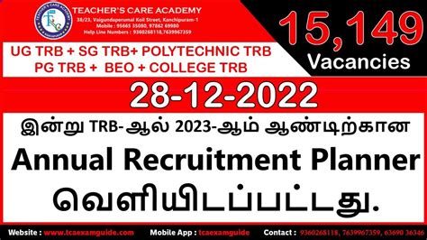 TRB Annual Planner 2023 இனற 28 12 2022 TRB ல வளயடபபடடத