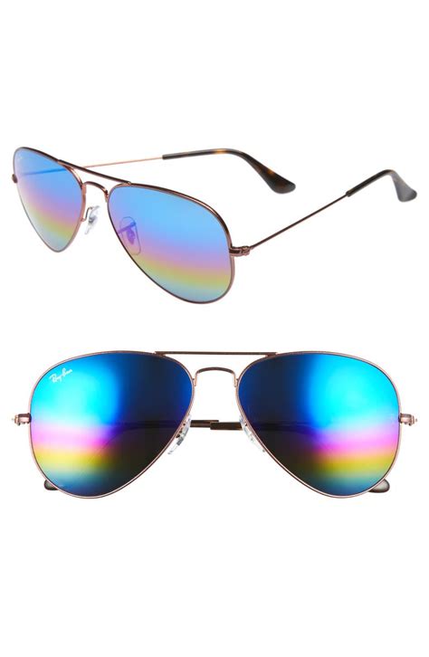 Ray Ban Standard Icons 58mm Mirrored Rainbow Aviator Sunglasses Nordstrom