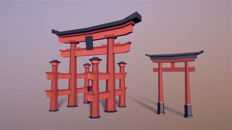 Japanese Gates Torii Low Poly Download Free 3d Model By Larolei