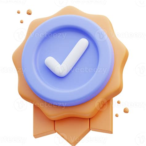 D Rendering Of Cute Icon Illustration Badge Approved Certificate