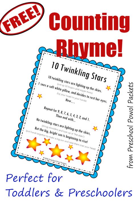 {FREE} Counting Rhyme for Kids: 10 Twinkling Stars | Preschool Powol Packets