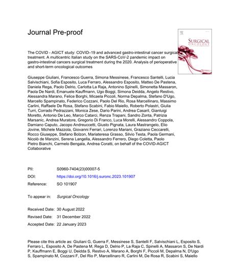 PDF The COVID AGICT Study COVID19 And Advanced Gastro Intestinal