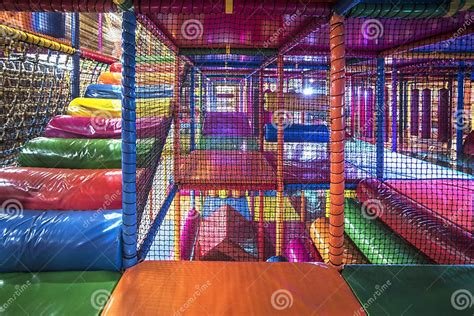 Kids Running Inside A Colorful Indoor Playground Stock Photo Image Of