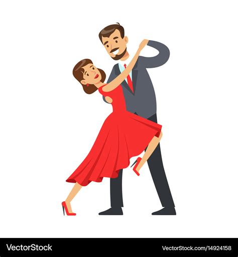 Professional Dancer Couple Dancing Tango Colorful Vector Image