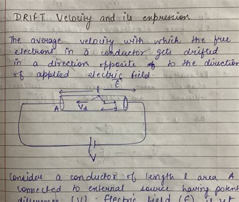 Drift Velocity And Its Expression The Average Velocity With Which The Fre