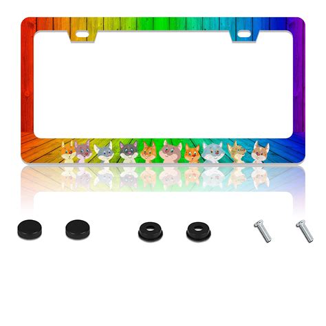 Eleven Funny Cartoon Cats License Plate Frame Metal Car Accessories Personalized License Plate