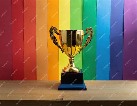 Premium Ai Image Gold Trophy With Background Flag Lgbt