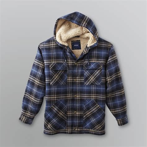 Basic Editions Men S Sherpa Lined Hooded Flannel Jacket