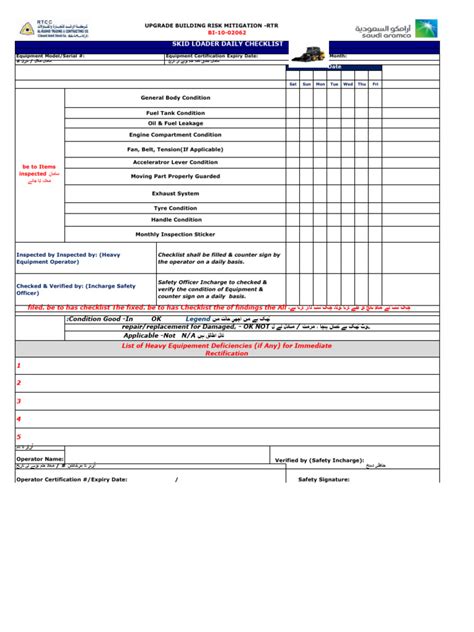 Roller Plate Compactor Inspection Checklist Pdf Transport Manufactured Goods