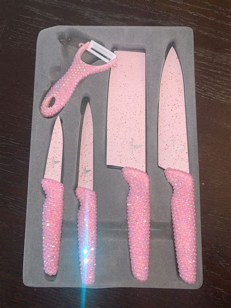 Pink Rhinestoned Bling Kitchen Knife Set - Etsy