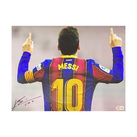 Lionel Messi Autographed Fc Barcelona 12x16 Beckett Bg Autographs