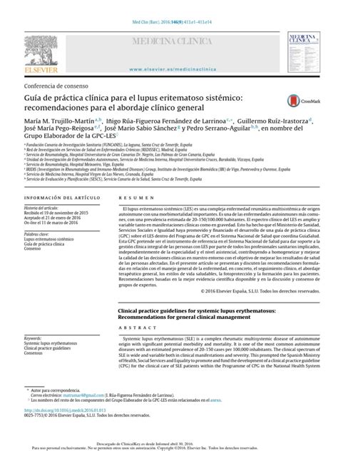 Guía De Práctica Clínica Para El Lupus Eritematoso Sistémico Pdf