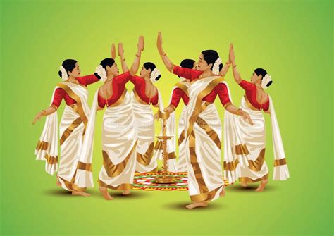 Happy Onam Greetings.Thiruvathira,a Traditional Dance from Kerala Stock ...