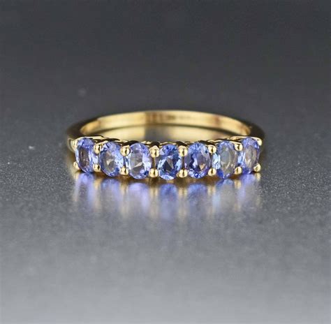 Yellow Gold,Tanzanite Half Eternity Wedding Band RIng Boylerpf