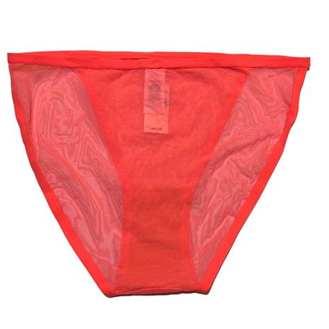 NWT AERIE High Cut Bikini Pantie Underwear Sz S M L Neon Orange Mesh EBay