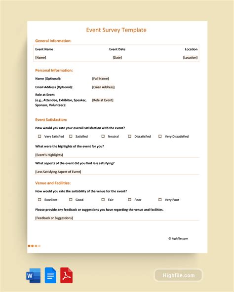 Event Survey Template Word Pdf Google Docs Highfile