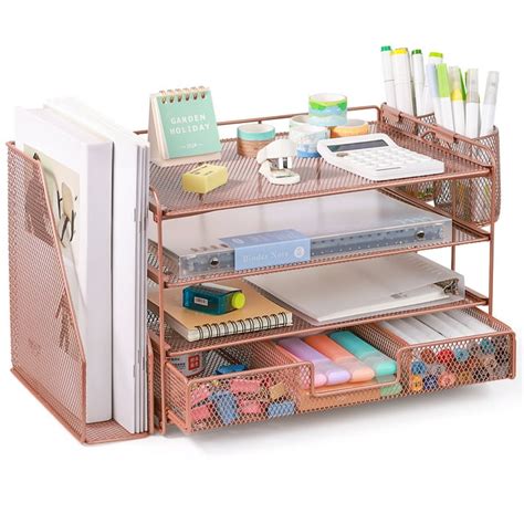 Livhil Desktop Organizer 4-Tier Desk Organizers Sets and Storage, File ...