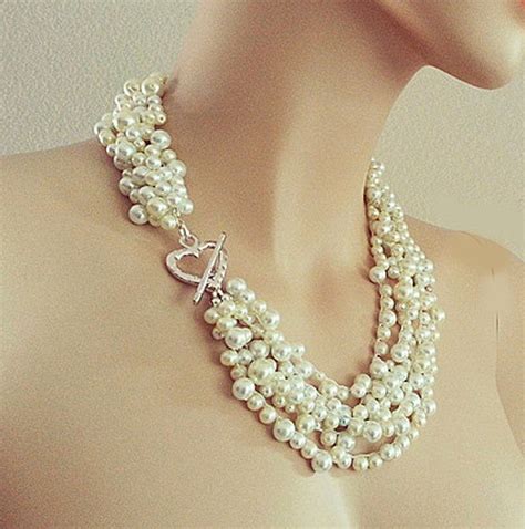 Wedding Statement Necklace Bridal Pearl Necklace Wedding