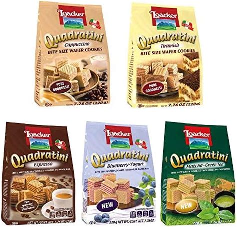 Loacker Quadratini Wafer 5 Flavors Cappuccino Tiramisu Espresso