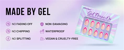Amazon French Tip Press On Nails Almond Btartbox Hot Pink Press On Nails Short Stick On