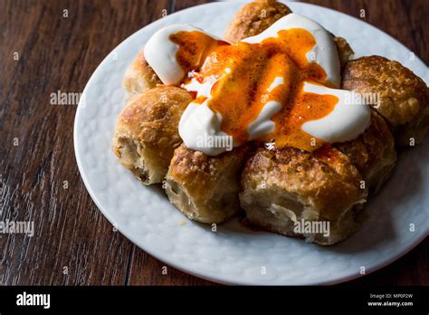 Bosnian Pastry Manti With Yogurt And Fried Butter Sauce Bosnak Borek