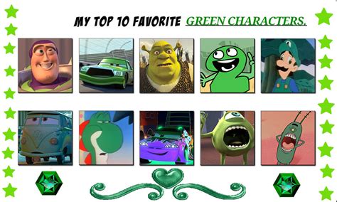 My Top 10 Favorite Green Characters by RedKirb on DeviantArt