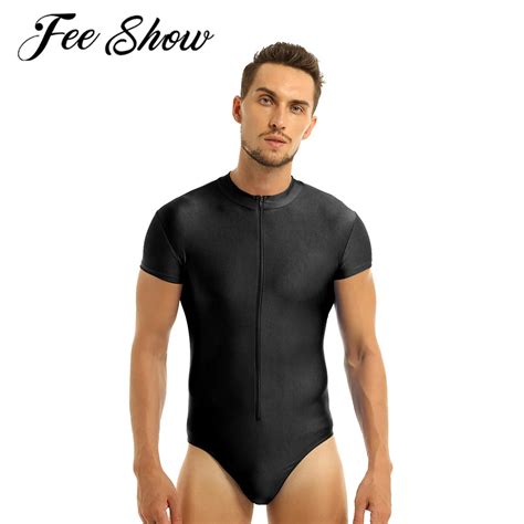 Sexy Men High Cut Thong Leotard Bodysuit Gymnastic Catsuit Bodystocking