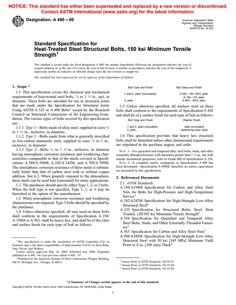 ASTM A490 00 Standard Specification For Structural Bolts Alloy Steel