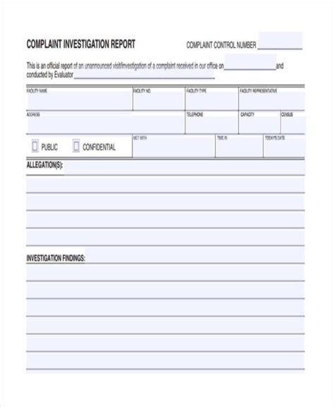 Free Sample Complaint Investigation Forms In Pdf Ms Word