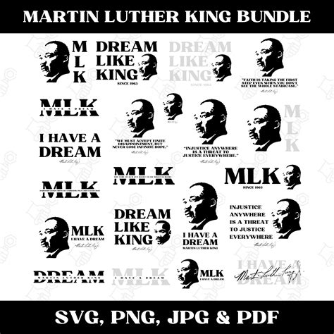 Martin Luther King Svg Png 20 Original Designs Bundle Mlk Svg