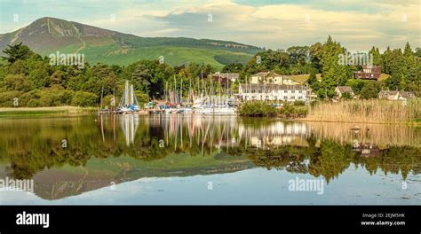 Marina at Derwent Water, one of the main lakes in the Lake District ...