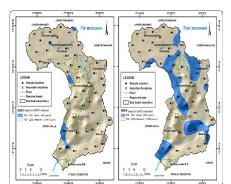 A B Spatial Distribution Of EC S Cm During A PRM And B POM Monsoon