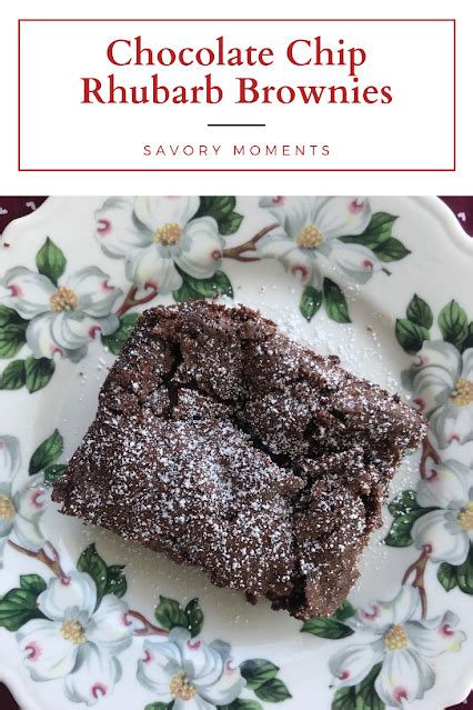 Savory Moments Chocolate Chip Rhubarb Brownies