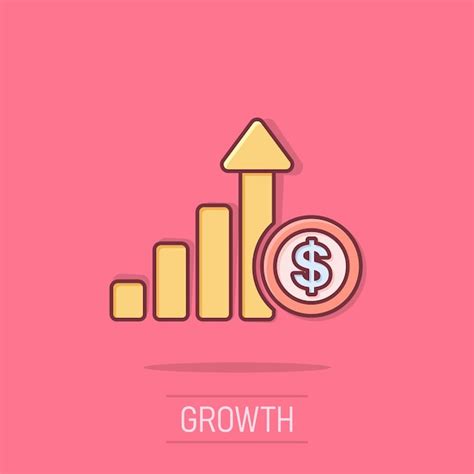 Ícone de seta de crescimento em estilo cômico ilustração vetorial de