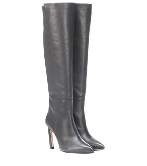 Stuart Weitzman Demi 100 Leather Boots in Grey (Gray) - Lyst