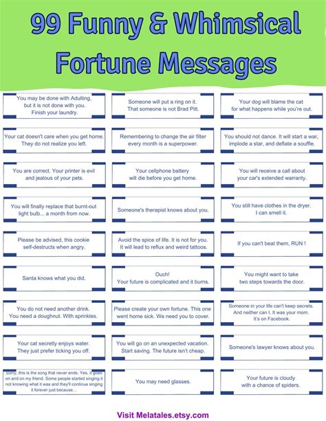 99 Funny Fortune Cookie Messages Digital Download Fun Fortunes and ...