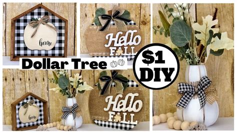 Easy Dollar Tree DIYs Buffalo Check Fall Farmhouse Home Decor 2020