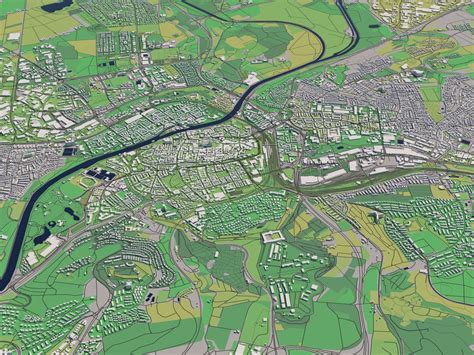 Mapa De La Ciudad De Ulm Alemania 30x30km Modelo 3D 149 Max Fbx