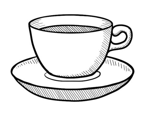 Taza de vector con té o café aislado en un dibujo de doodle de fondo